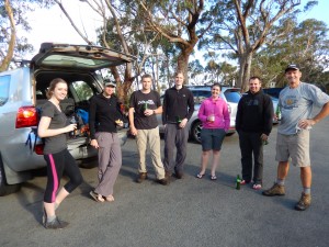 The after shot - everyone relaxing with a well-earned beer in the car park