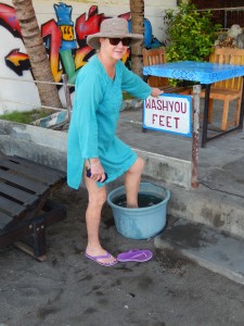 After an early morning walk on the black sand beach one should wash your feet before breakfast