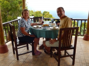 The best seat in the house - enjoying a beautiful Balinese lunch overlooking the valley below