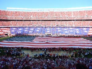 Americana spectacle during the national anthem at the 49ers opening game in their new stadium