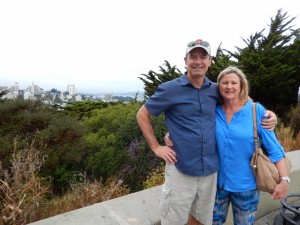 Taking in the San Francisco views from the top of Telegraph Hill