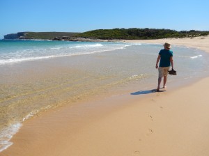 An important ritual - we always take our shoes off at new beaches to test the water