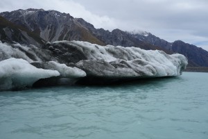 Five day old ice bergs only have a few more days to live as they slowly melt in the 2 degree water
