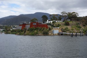 The MONA Museum from the ferry before we dock - a beautiful setting carved into the sandstone shore