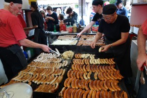 They are ready to feed a lot of hungry shoppers at the weekend Salamanca markets