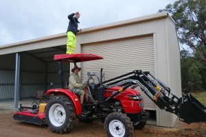 Remotely steering a drone is the wind can be tricky, as Will found out when it crashed on our shed.  Luckily the tractor came to the rescue.