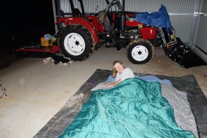 Our cosy little shed complete with tractor and loud rain on the roof was a perfect spot to spend the night