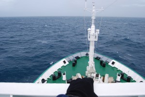 The Russian icebreaker Akademik Ioffe sets a course due south
