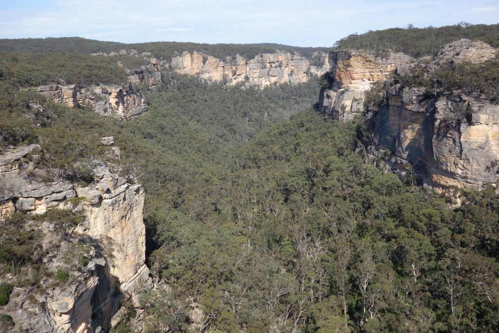The spectacular view downstream from the top of the Wolgan Falls