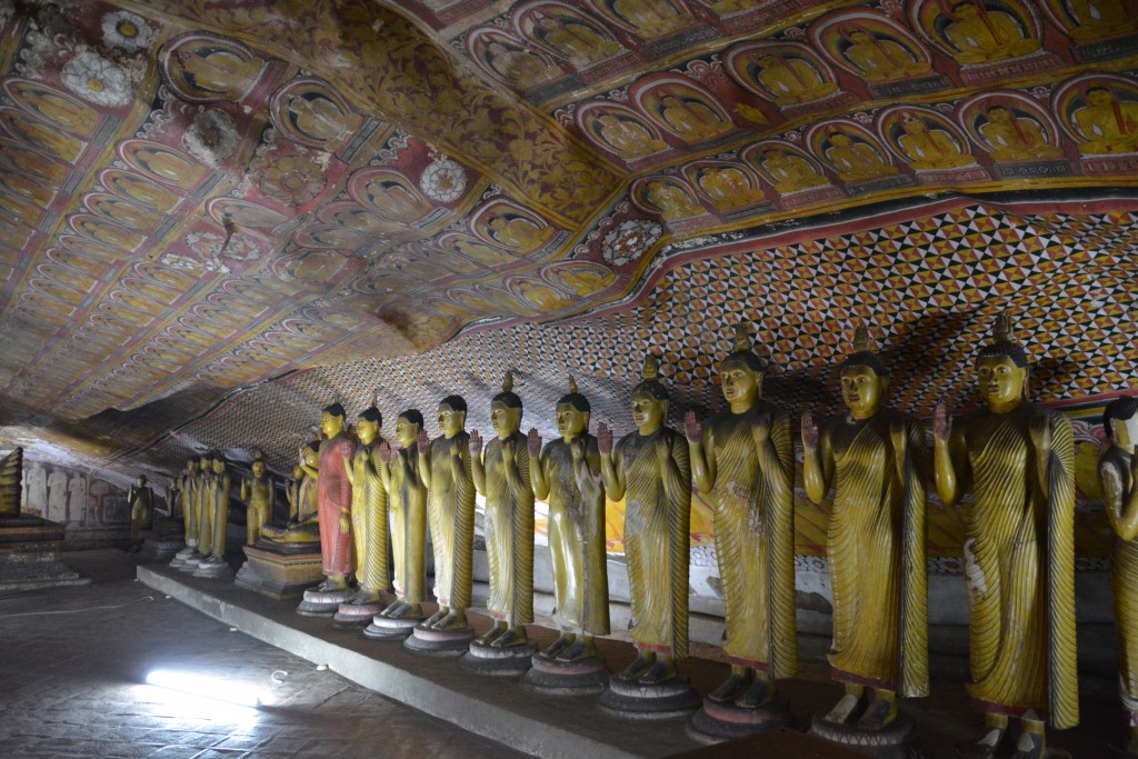 Some of the statues and paintings inside one of the caves in the Dambulla Rock Temple