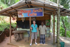 All this train stuff is thirsty work so we at the little café near the bridge