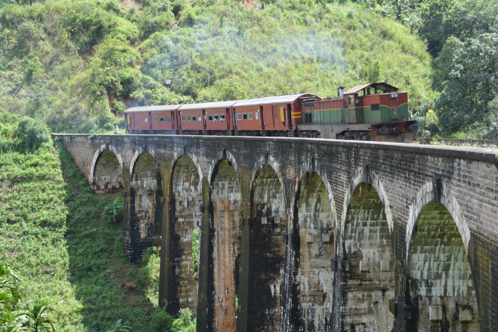 A local train crossing the bridge - built almost 100 years ago without any steel