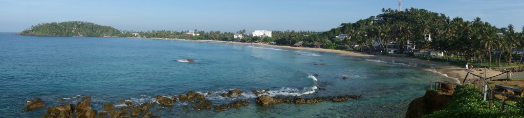 Panoramic view of Mirissa Beach, still quite undeveloped but almost certain to grow in popularity in the years to come