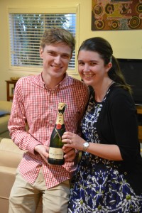 Will and Gemma celebrating their engagement