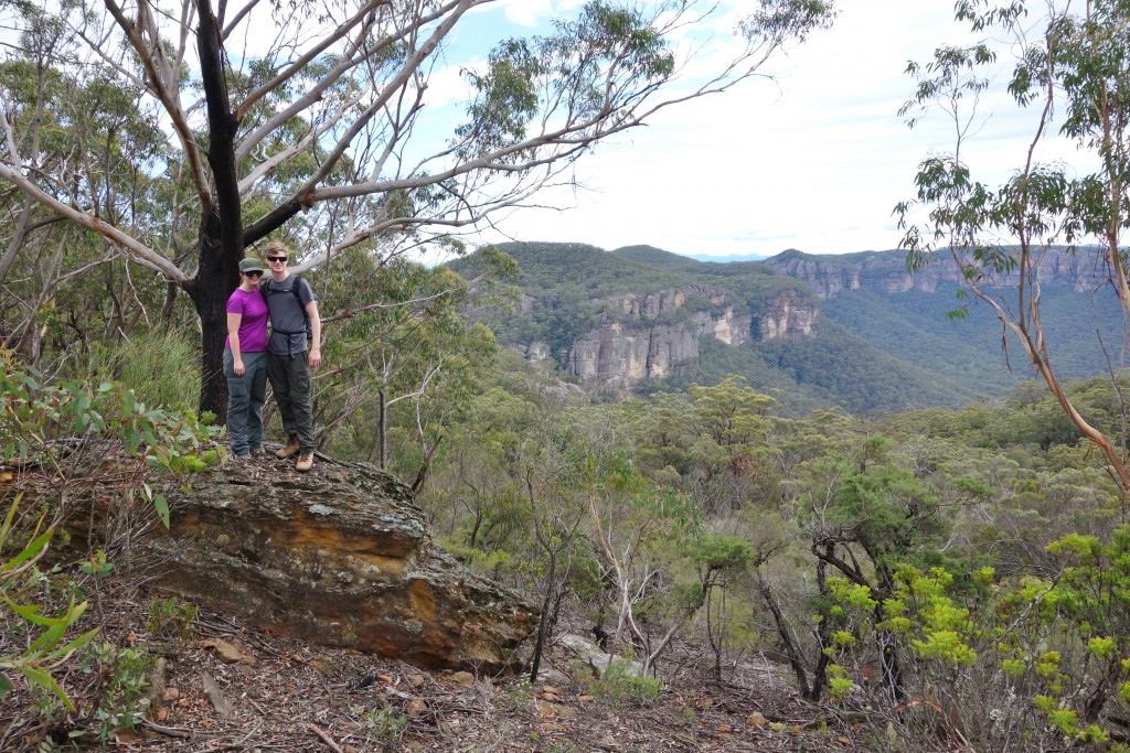 Will and Gemma, soon to be married, pausing in front of grand views on the ridge of the Great Dividing Range