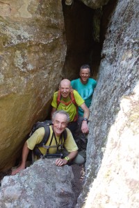 From the front, Yuri, Michael and Brian, bush walkers extraordinaire