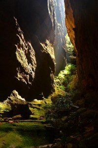 A stream of light reaches the floor of the Alter over 70 metres from surface