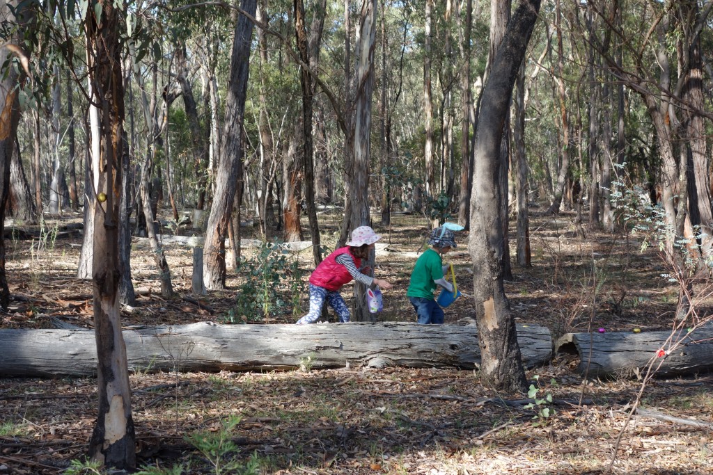 Brad and Alice working quickly in the Easter egg hunt