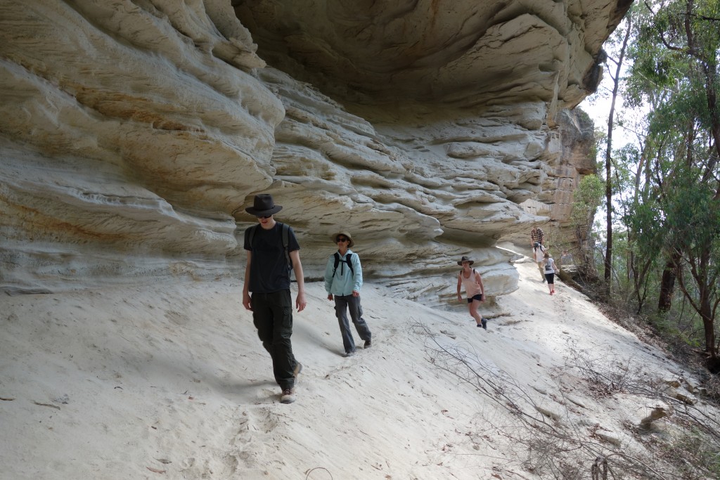 We came across these enormous sandstone overhangs with very soft and fine sand covering the steep floor - very unusual and very cool