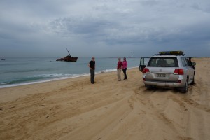 We explored nearby Stockton Beach with its old off-shore wreck