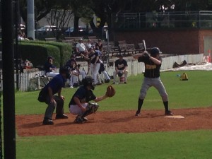 Batter up - Zach playing for his new team on new grounds with new mates