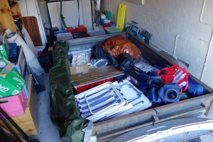 Getting ready for a 4,000 km journey - packing the rusty old box trailer before we left