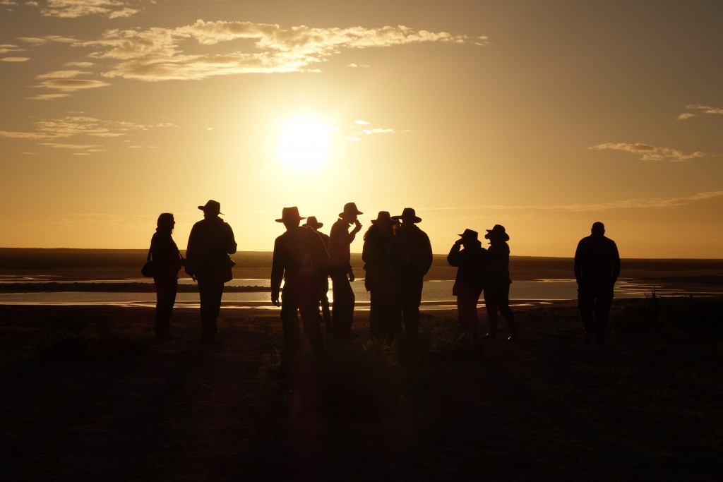 The group enjoy this special moment from Knoll's Ridge with a drink in hand and stunning scenery all around