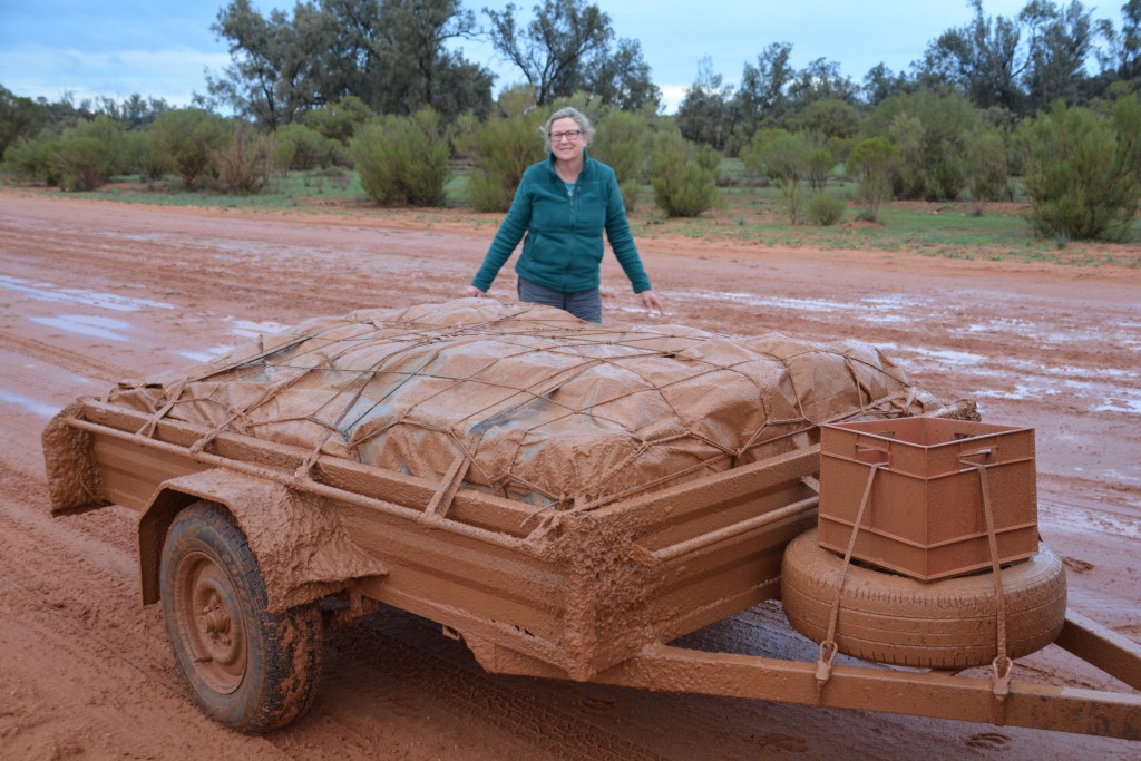 The trailer was completely covered by the thick mud from the road out of Mungo - quite an experience