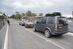 Our cable-driven ferry took us across the Murray River - a free continuous service