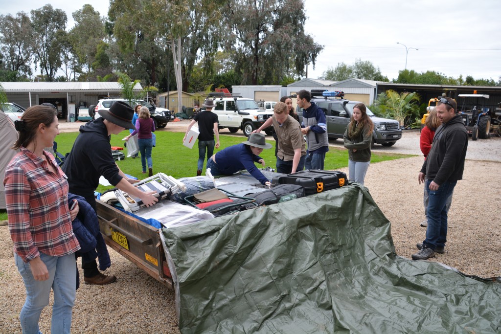 Unpacking the trailer after its long journey - yes, some things were wet