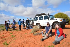 John and Kathy taking a front row seat at our lunch spot on the road to Coober Pedy