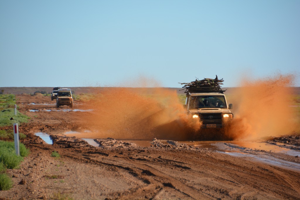 The road leaving Coober Pedy had quite a few muddy sections and allowed us to have some fun