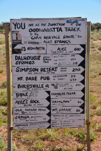 Road signs in the desert were fairly scarce and very informal but full of information 