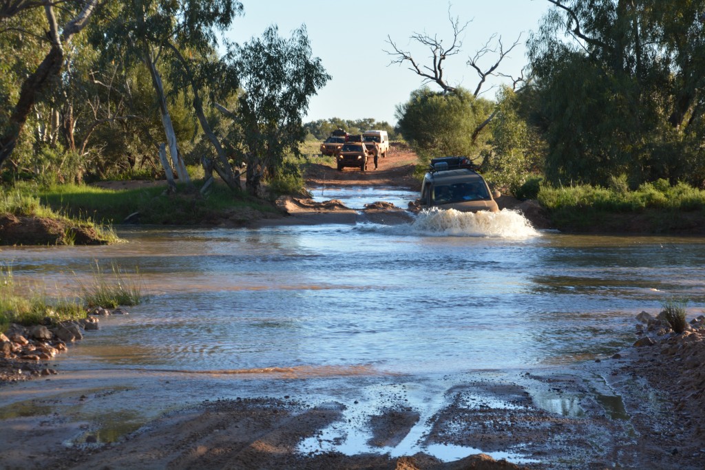 Each driver had to concentrate on taking exactly the right path across this wide water crossign