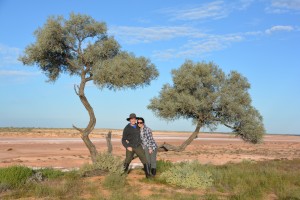 Will and Gemma enjoying the moment with one of our first dry lake beds behind them3