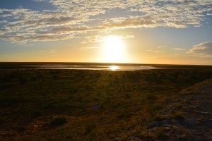 We climbed Knoll's Ridge to see the sunset across the salt lakes