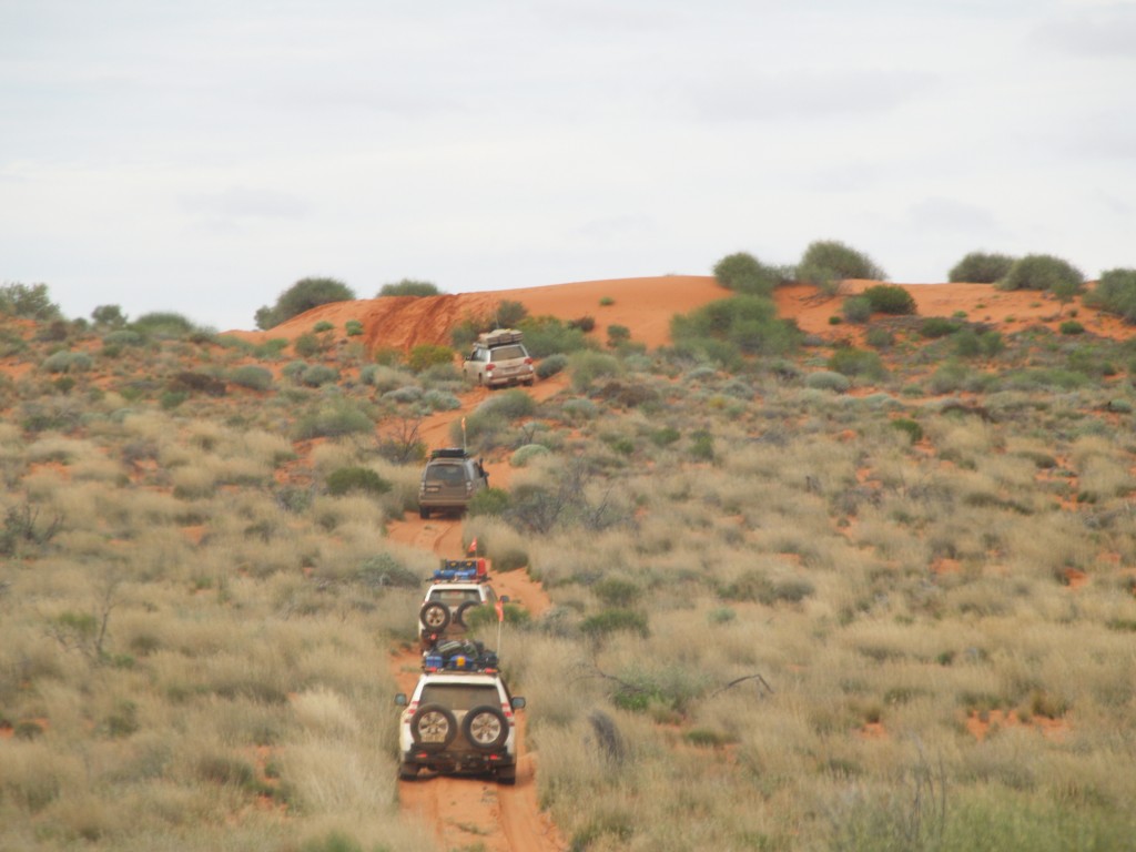 The Cool Convoy in action over a large but very gentle sand dune. Photo:Kathy