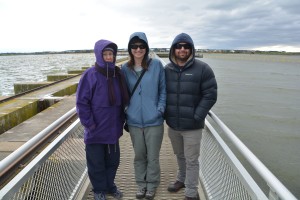 Julie, Anna and Carl enjoying the warm ocean breezes on top of our first barrage