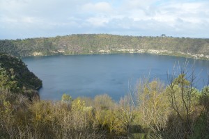 One of the pretty lakes filling a volcanic plug near Mt. Gambier