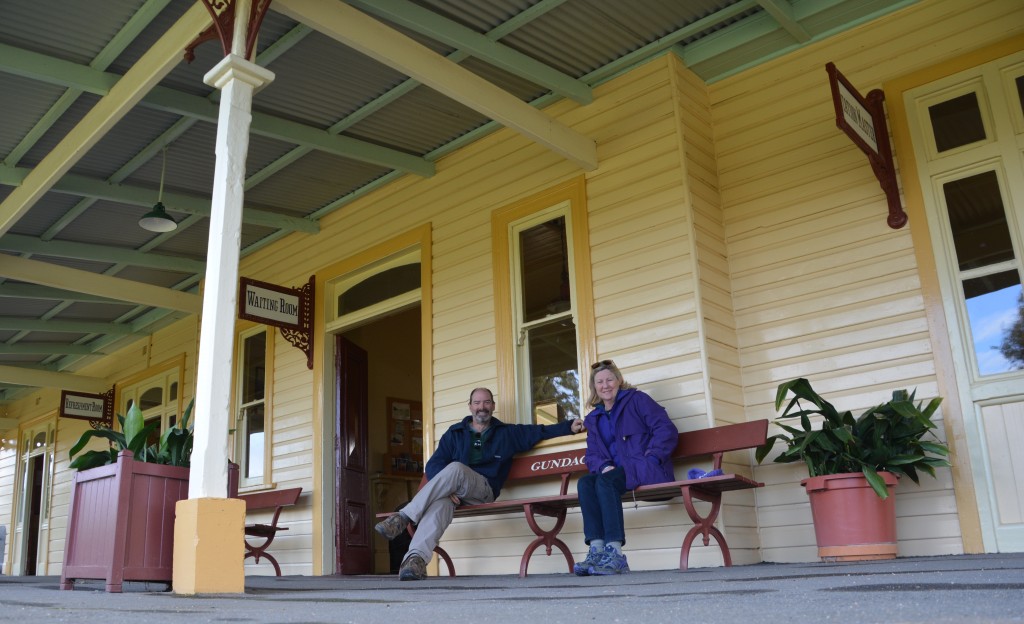 Waiting a long time for a train at the restored but trainless historic station in Gundagai