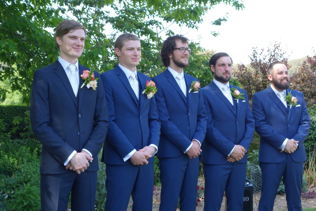 The groom and groomsmen look a treat waiting for the beautiful bride to arrive