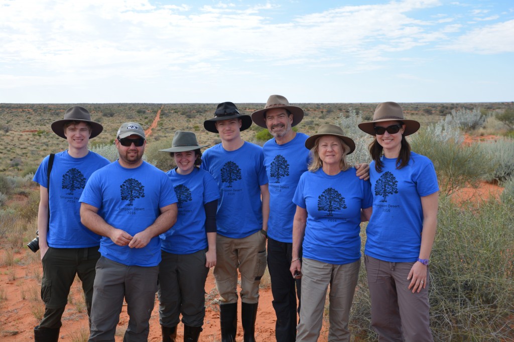 Team photo with our Simpson Desert shirts - a great family adventure