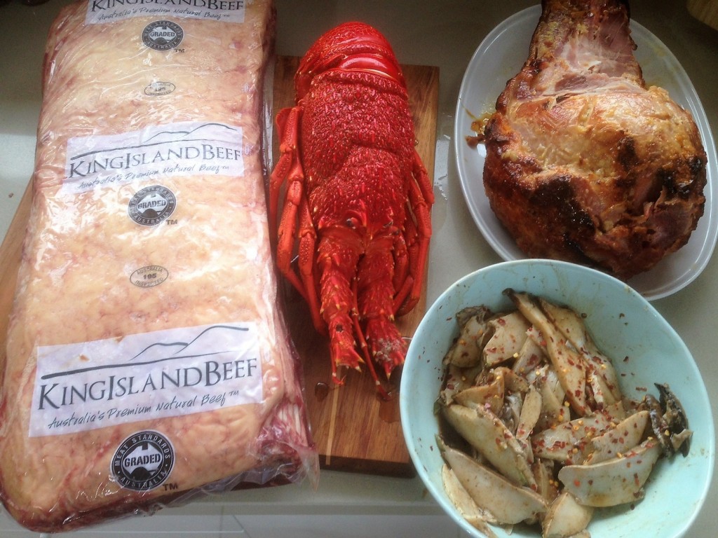 Beef, crayfish, glazed ham and abalone - as if that isn't normal!