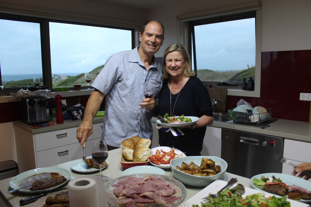 Julie and I survey the amazing food cooked up King Island style. Photo: Libby