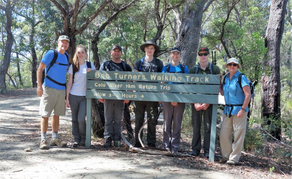 The whole gang at the start of the Bob Turner track which led steeply down to the Colo River