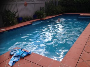 We packed up the house in 38 degree heat - luckily we had the pool for instant relief
