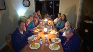 Dinner by candlelight - three nights of now power and no water meant the extended family had to be creative and patient
