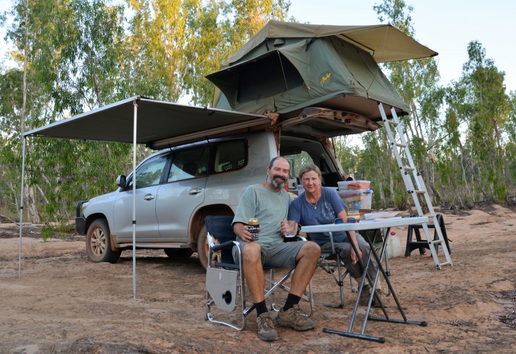 Camping in a dry creek bed in the Kimberley of Western Australia on our Around Australia trip in 2013