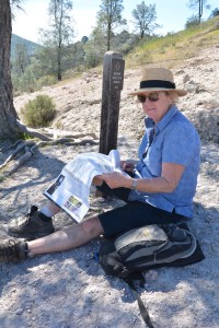 Phew! Finally some shade to check the map and catch our breaths