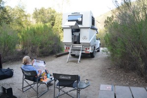 Back in our little camping spot after a vigorous day exploring Pinnacles National Park